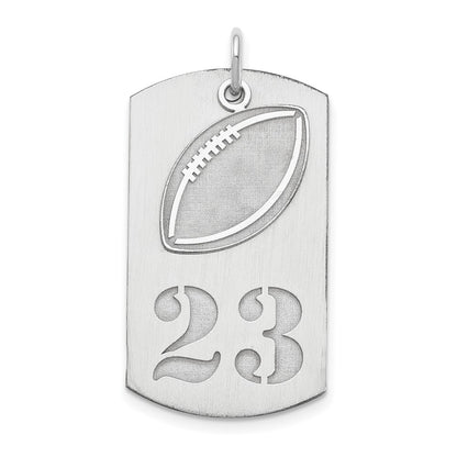 Sterling Silver Ss/Rhodium-Plated Personalized 2-Piece Football Dog Tag Charm