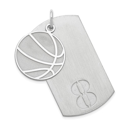 Sterling Silver Ss/Rhodium-Plated Personalized 2-Piece Basketball Dog Tag Charm