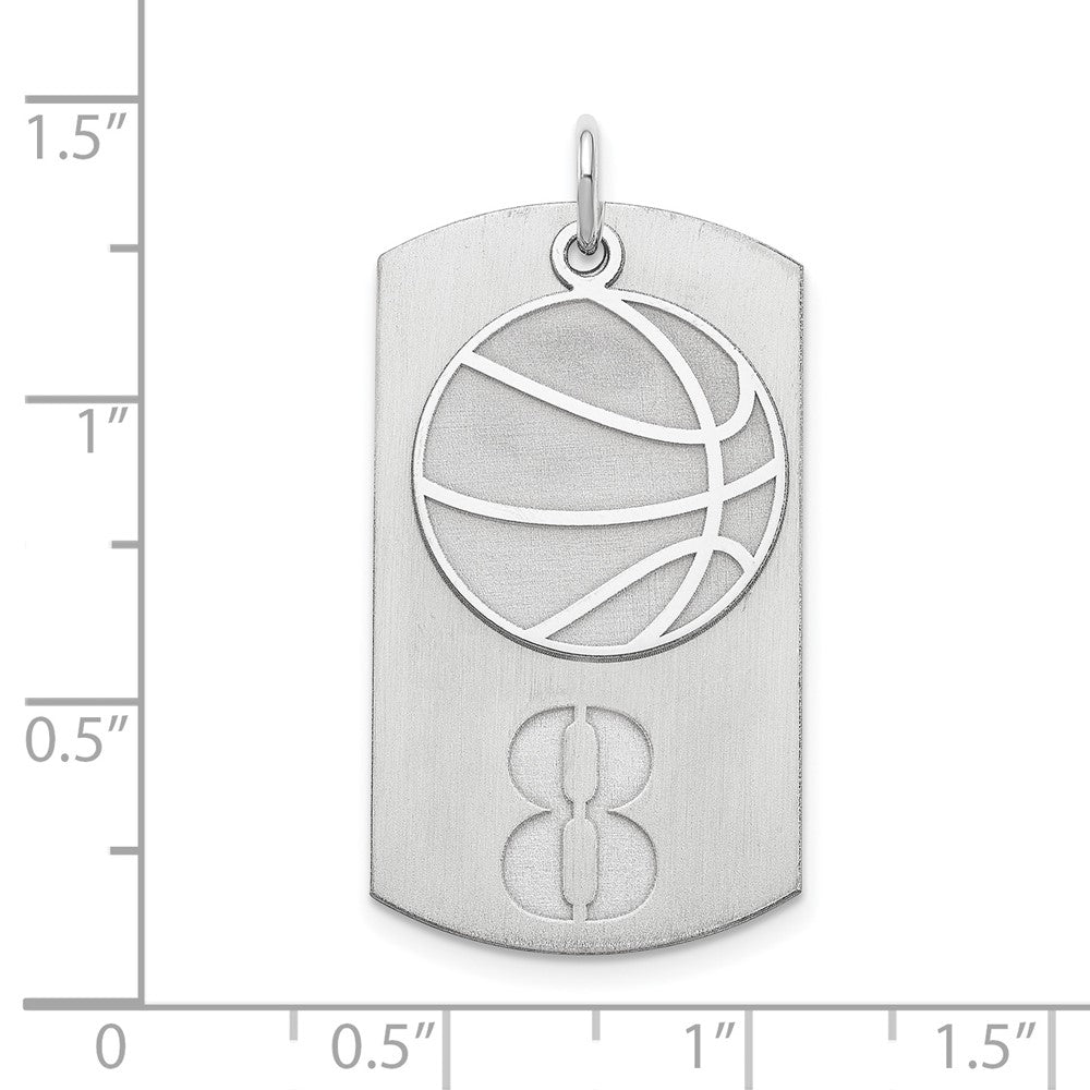 Sterling Silver Ss/Rhodium-Plated Personalized 2-Piece Basketball Dog Tag Charm