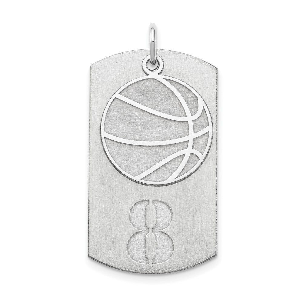 Sterling Silver Ss/Rhodium-Plated Personalized 2-Piece Basketball Dog Tag Charm