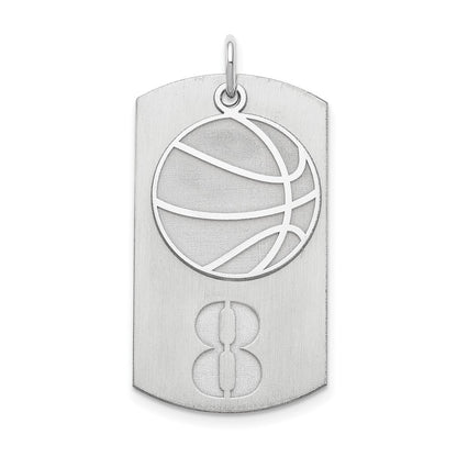 Sterling Silver Ss/Rhodium-Plated Personalized 2-Piece Basketball Dog Tag Charm