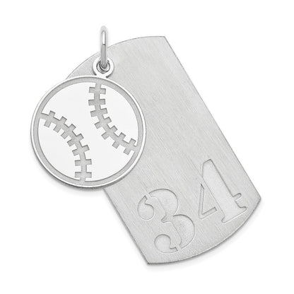 Sterling Silver Ss/Rhodium-Plated Personalized 2-Piece Baseball Dog Tag Charm
