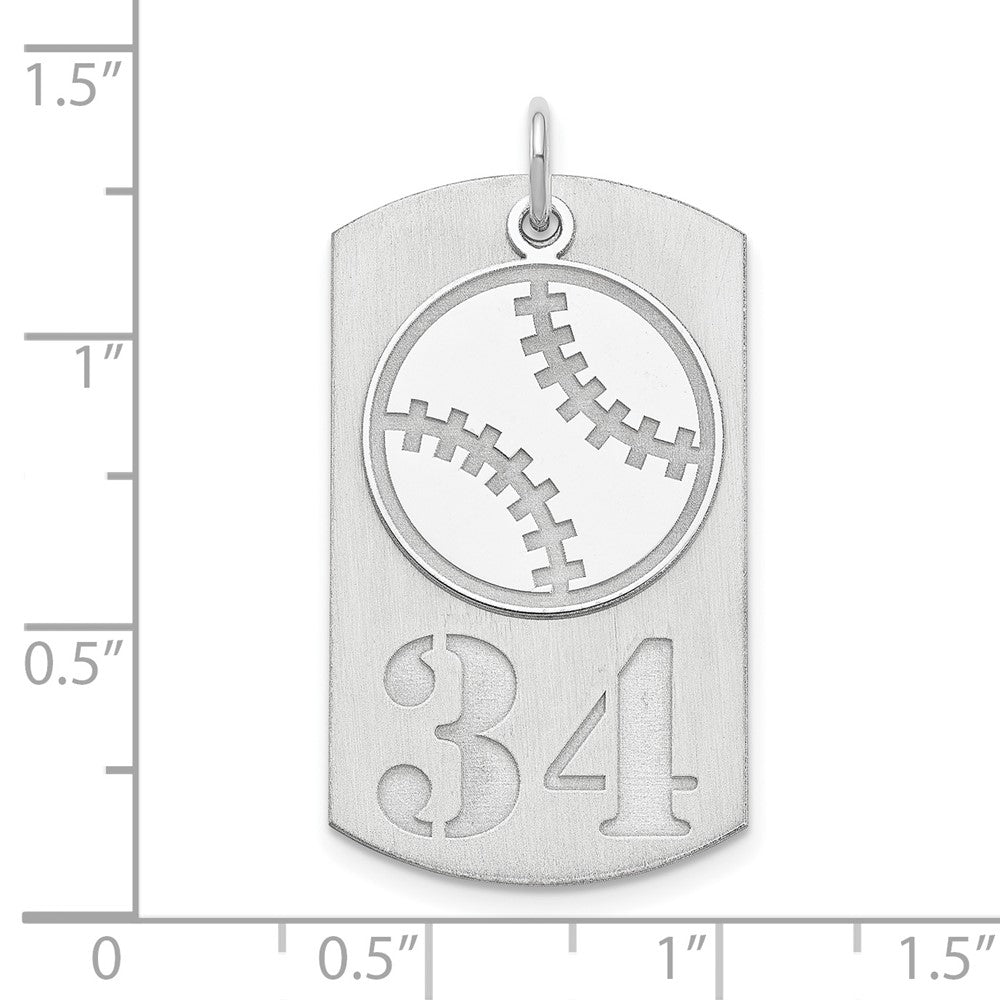 Sterling Silver Ss/Rhodium-Plated Personalized 2-Piece Baseball Dog Tag Charm