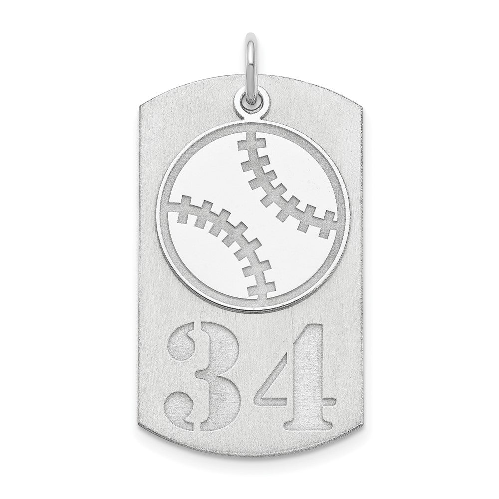 Sterling Silver Ss/Rhodium-Plated Personalized 2-Piece Baseball Dog Tag Charm