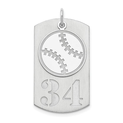 Sterling Silver Ss/Rhodium-Plated Personalized 2-Piece Baseball Dog Tag Charm