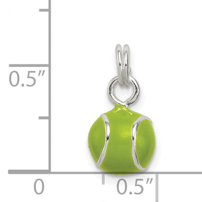 Sterling Silver Green Enameled Tennis Ball Charm