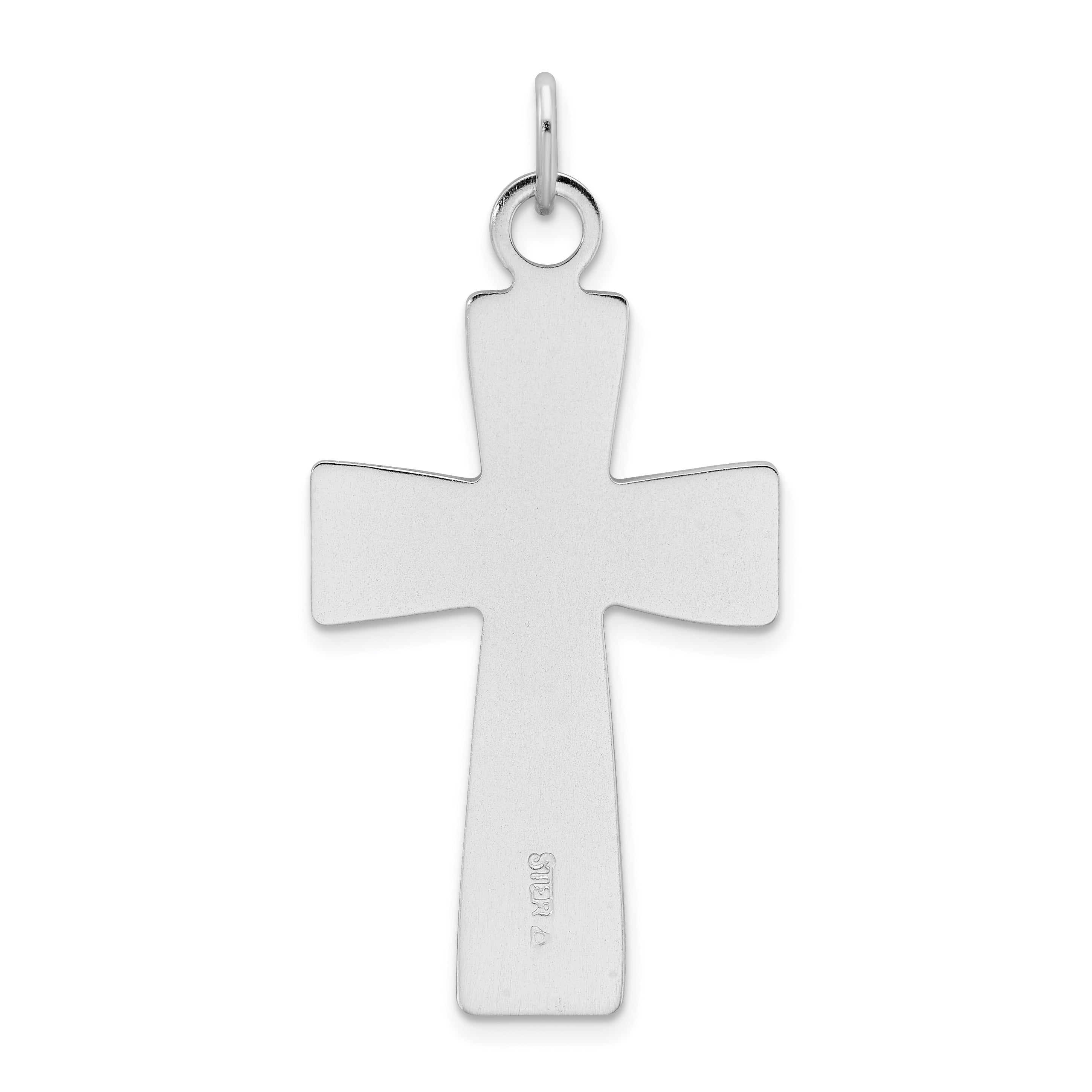 Sterling Silver Rhodium-Plated Polished And Satin Cross Pendant
