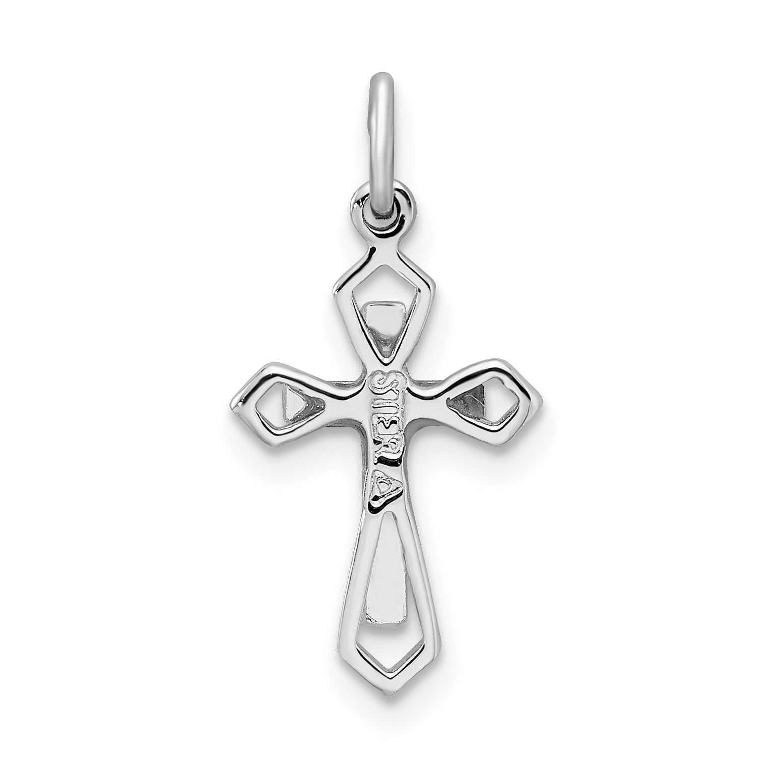 Sterling Silver Rhodium-Plated With Enamel Cross Pendant