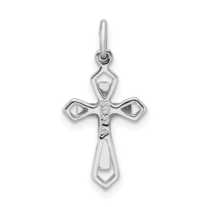Sterling Silver Rhodium-Plated With Enamel Cross Pendant