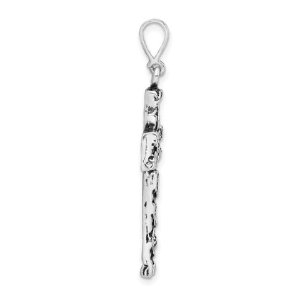 Sterling Silver Antiqued Textured Cross Charm