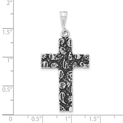 Sterling Silver Antiqued Textured Cross Charm