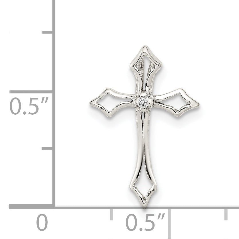 Sterling Silver Cz Cross Charm