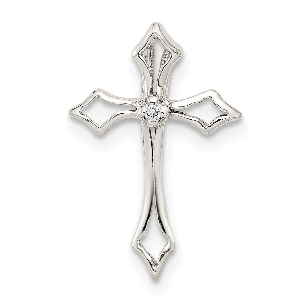 Sterling Silver Cz Cross Charm