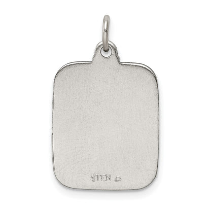 Sterling Silver Blue Enamel Square St. Christopher Medal Pendant