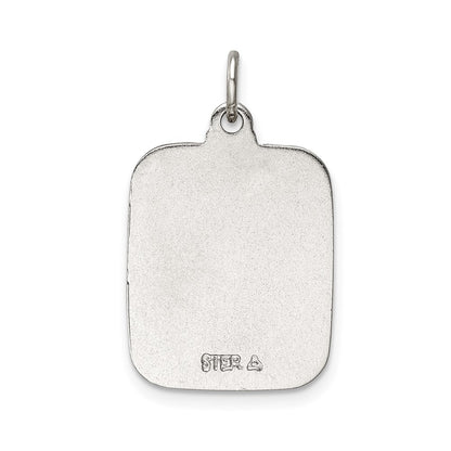 Sterling Silver Teal Enamel Square St. Christopher Medal Pendant