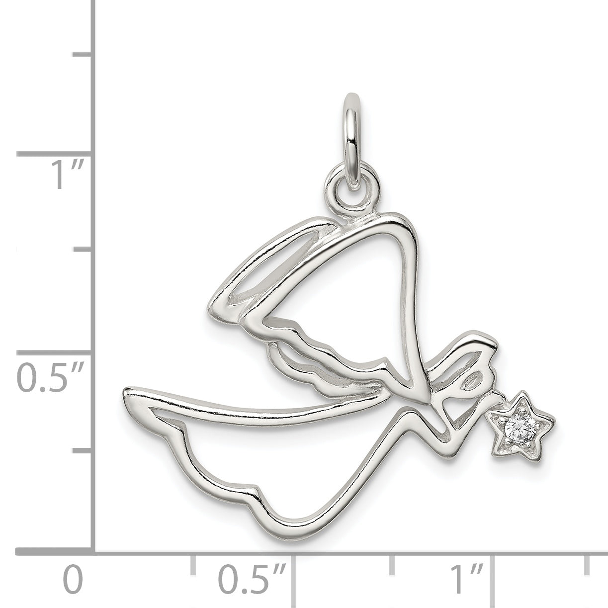 Sterling Silver Cz Angel Pendant