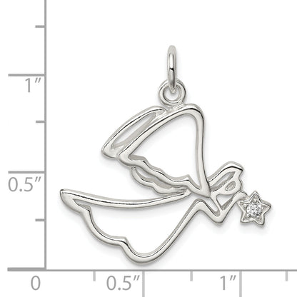 Sterling Silver Cz Angel Pendant