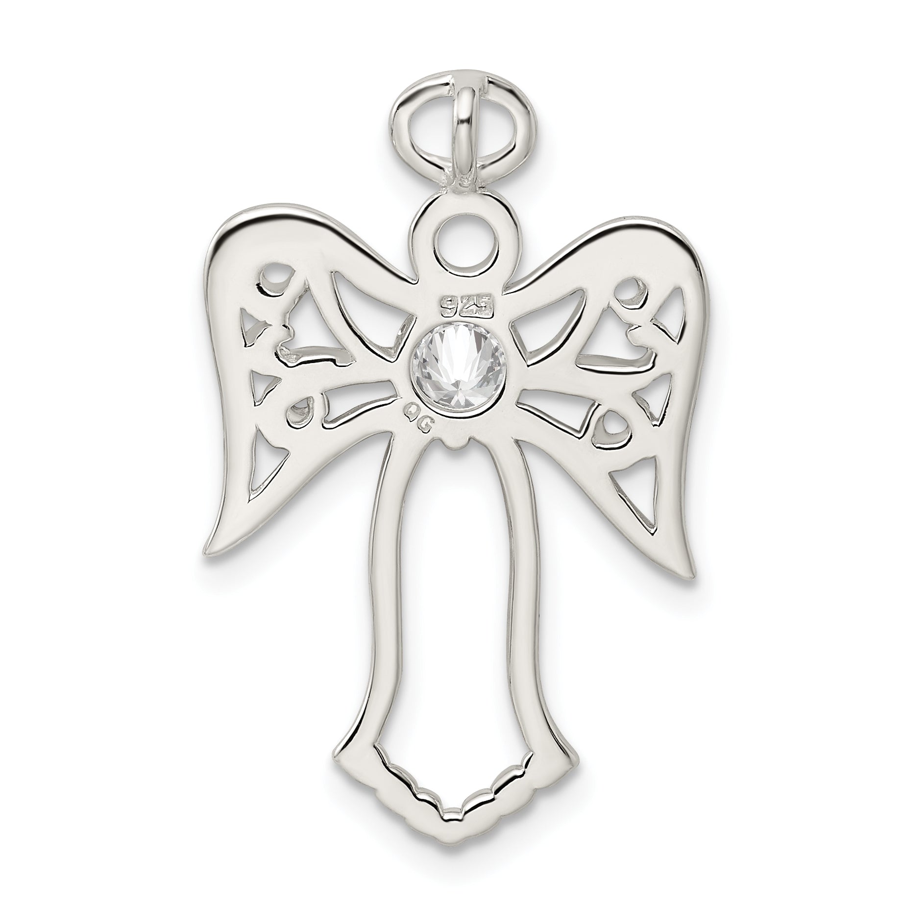 Sterling Silver Cz Angel Pendant