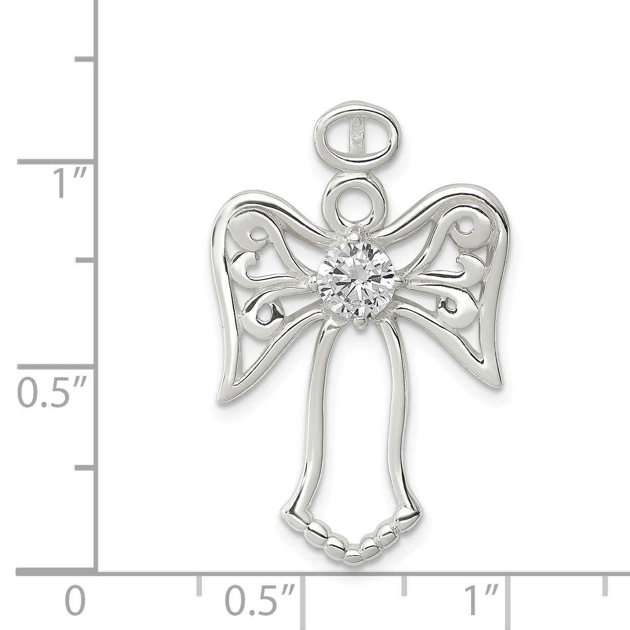Sterling Silver Cz Angel Pendant