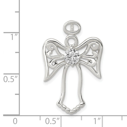 Sterling Silver Cz Angel Pendant