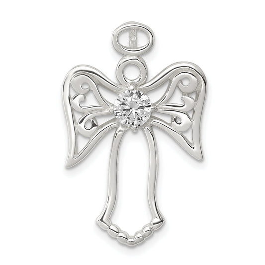 Sterling Silver Cz Angel Pendant