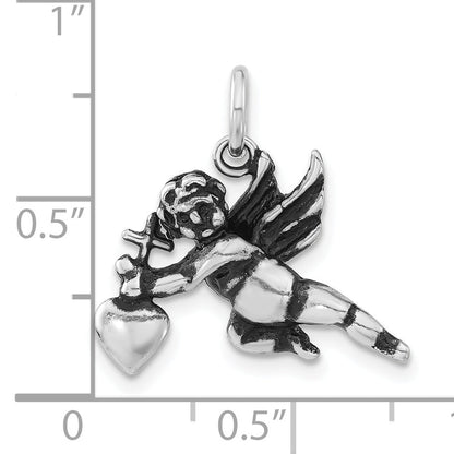 Sterling Silver Polished & Antiqued Cupid Charm