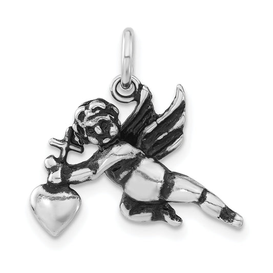 Sterling Silver Polished & Antiqued Cupid Charm