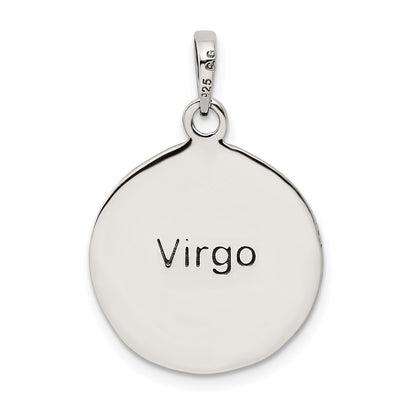 Sterling Silver Polished Antique Finish Virgo Horoscope Zodiac Pendant