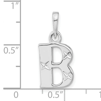 Sterling Silver Polished Diamond-Cut Initial B Pendant