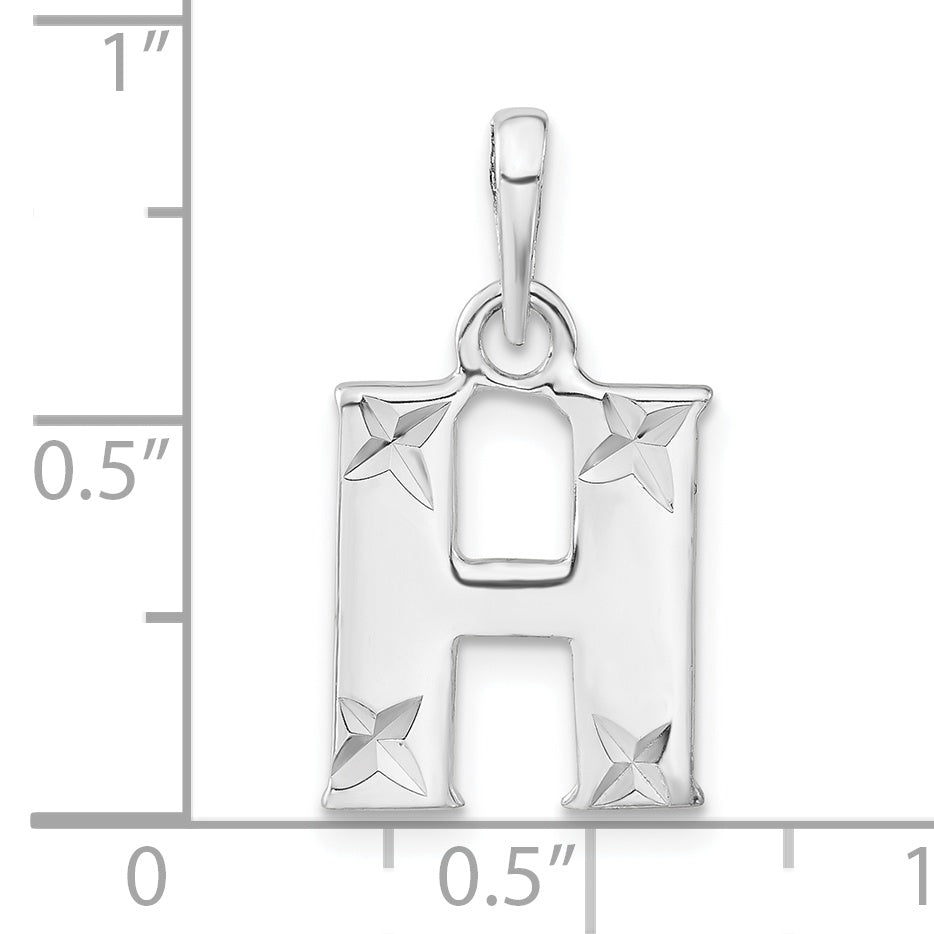 Sterling Silver Polished Diamond-Cut Initial H Pendant