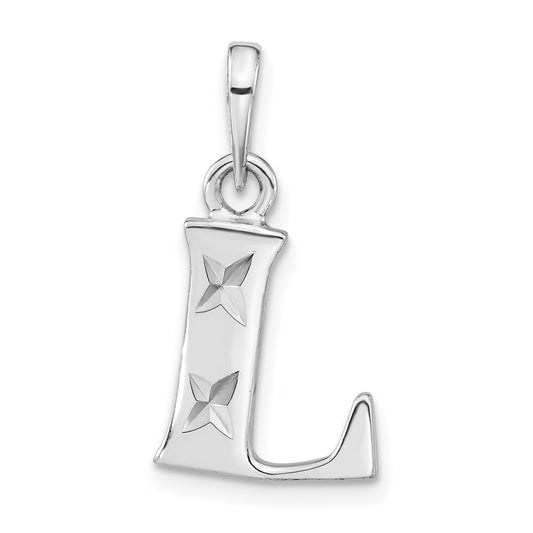 Sterling Silver Polished Diamond-Cut Initial L Pendant