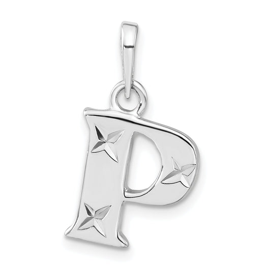 Sterling Silver Polished Diamond-Cut Initial P Pendant