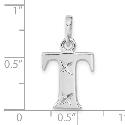 Sterling Silver Polished Diamond-Cut Initial T Pendant