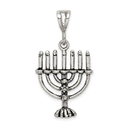 Sterling Silver Antiqued Menorah Charm