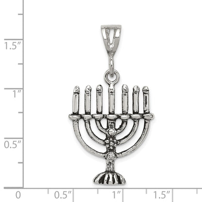 Sterling Silver Antiqued Menorah Charm
