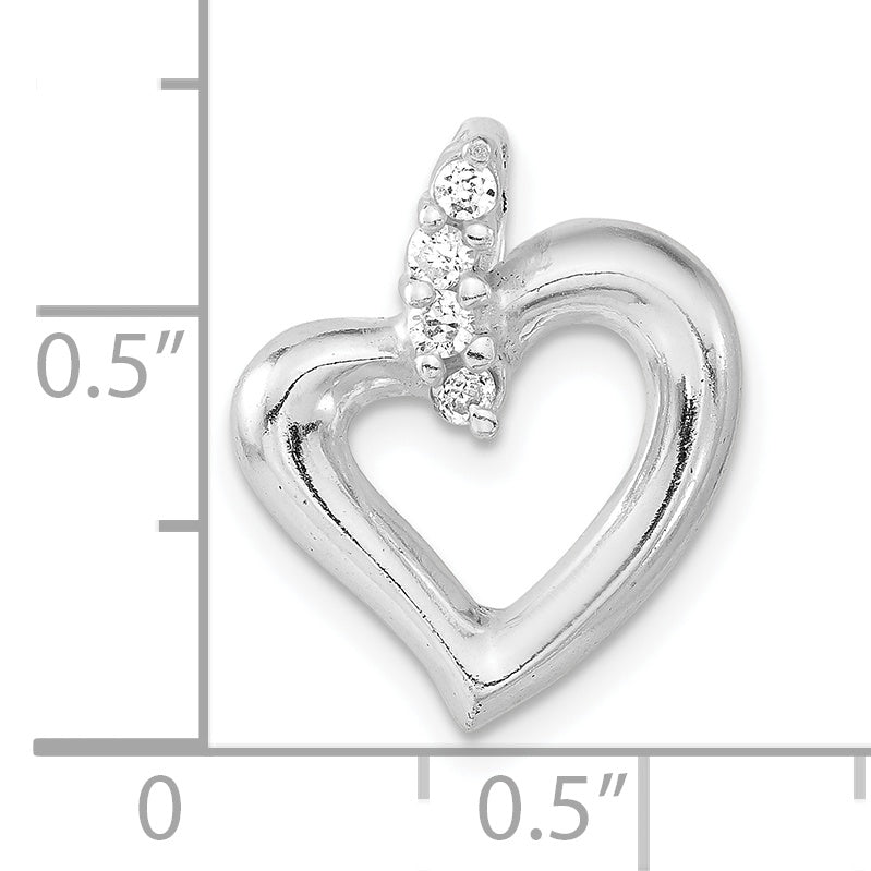 Sterling Silver Polished Cz Heart Pendant
