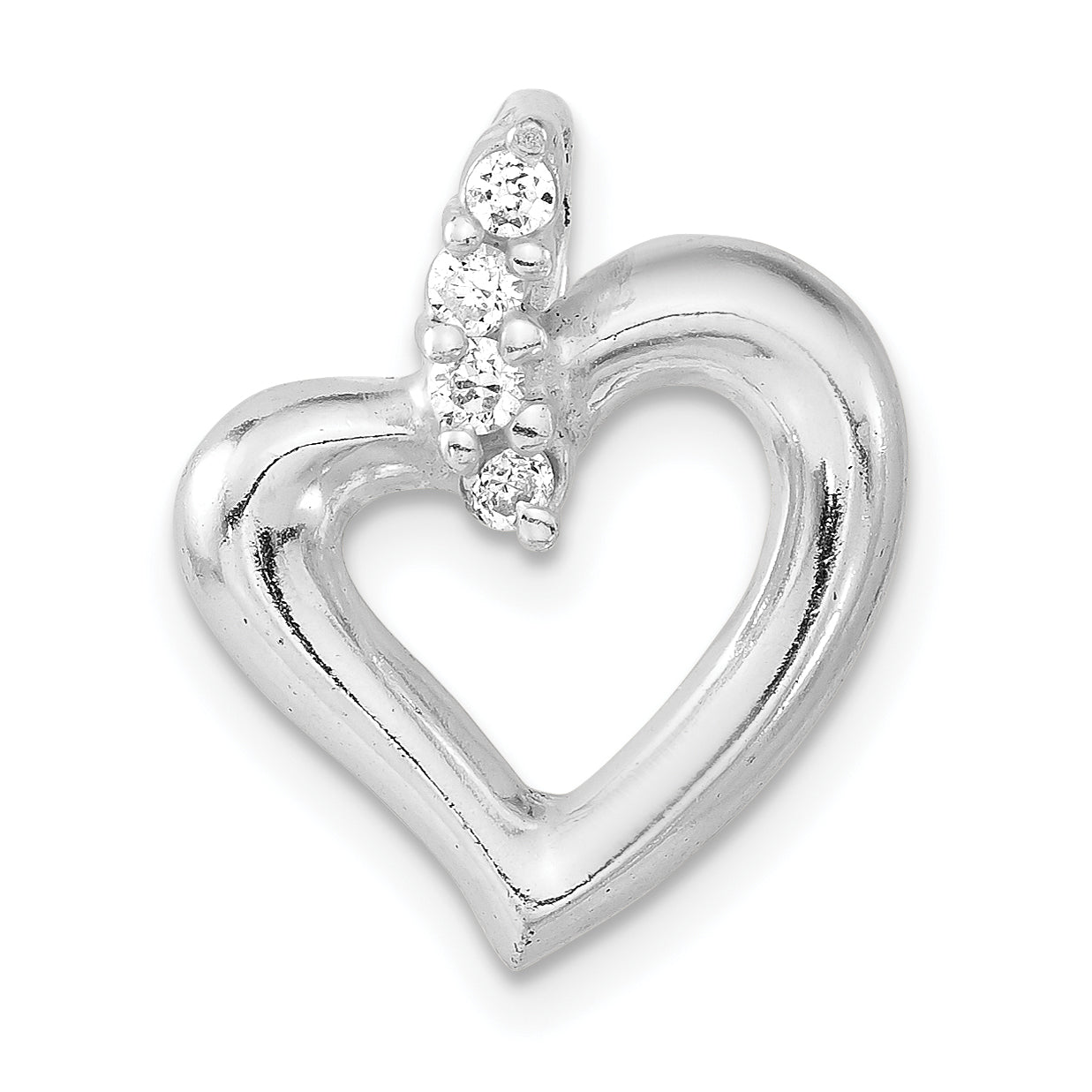 Sterling Silver Polished Cz Heart Pendant