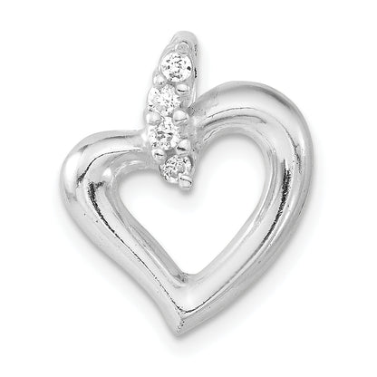 Sterling Silver Polished Cz Heart Pendant