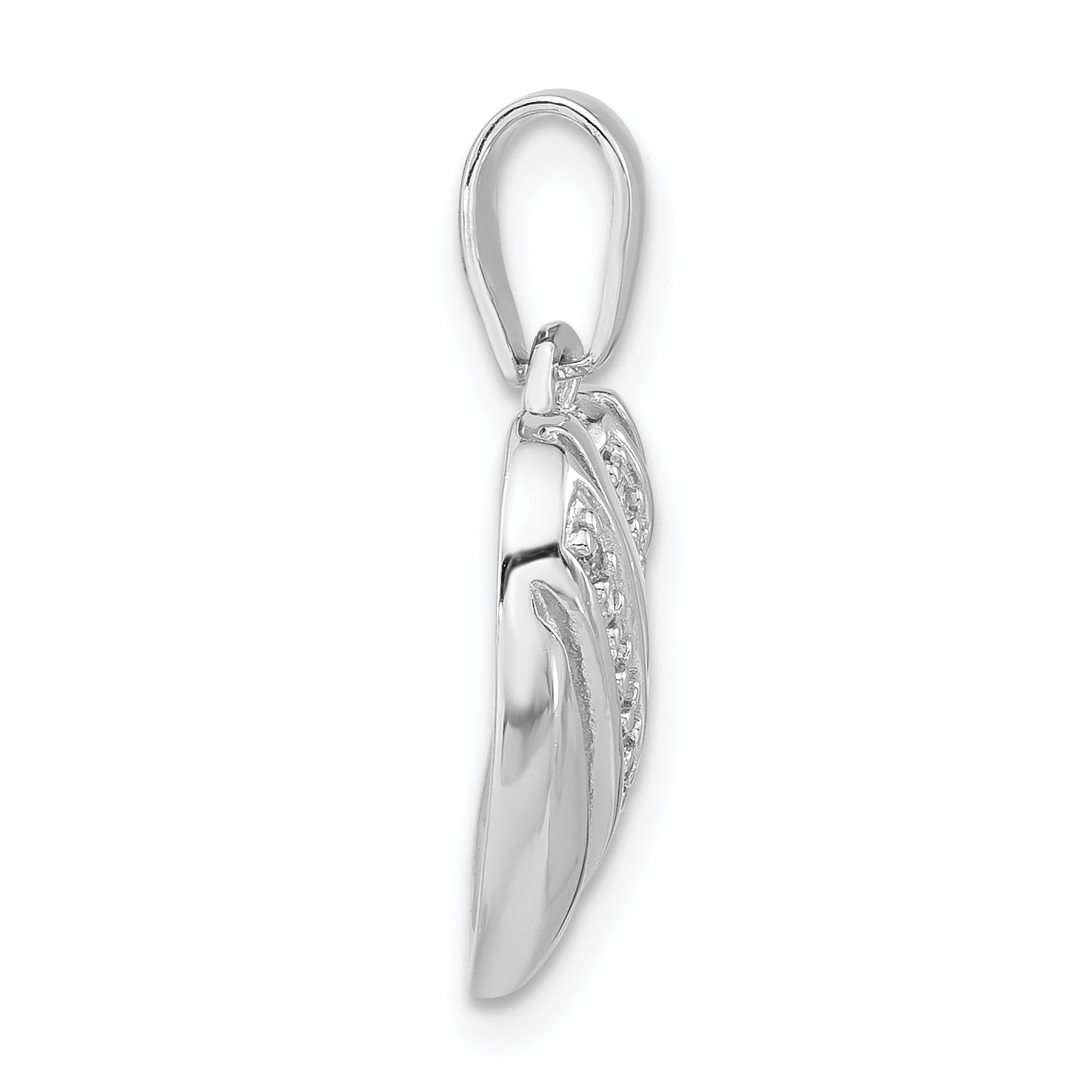 Sterling Silver Rhodium Plated Cz Heart Pendant