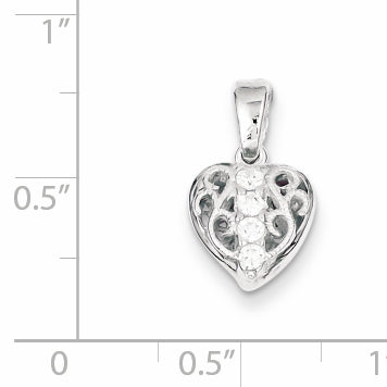 Sterling Silver Cz Heart Pendant