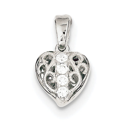 Sterling Silver Cz Heart Pendant