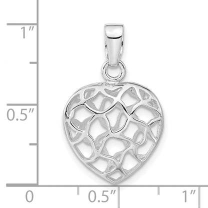 Sterling Silver Rhodium-Plated Heart Pendant