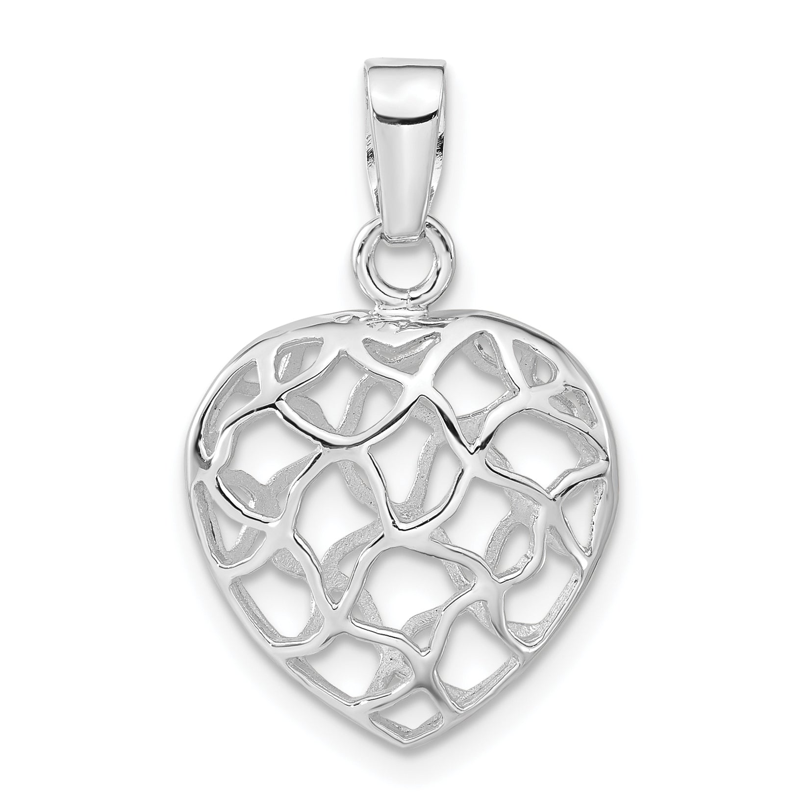 Sterling Silver Rhodium-Plated Heart Pendant