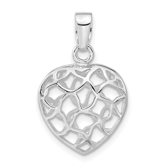 Sterling Silver Rhodium-Plated Heart Pendant