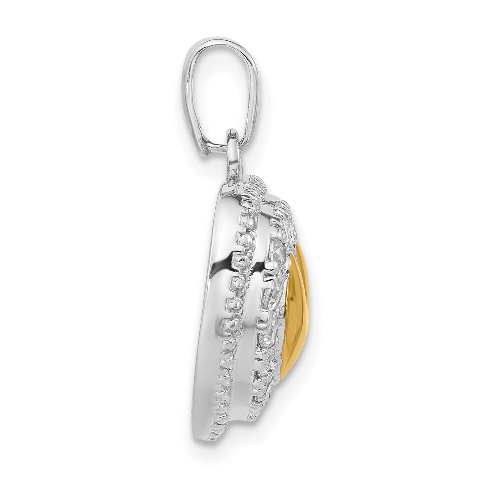 Sterling Silver & Gold-Plated Cz Heart Pendant