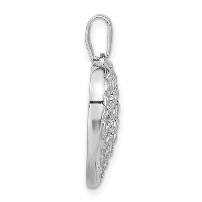 Sterling Silver Rhodium-Plated Cz Heart Pendant