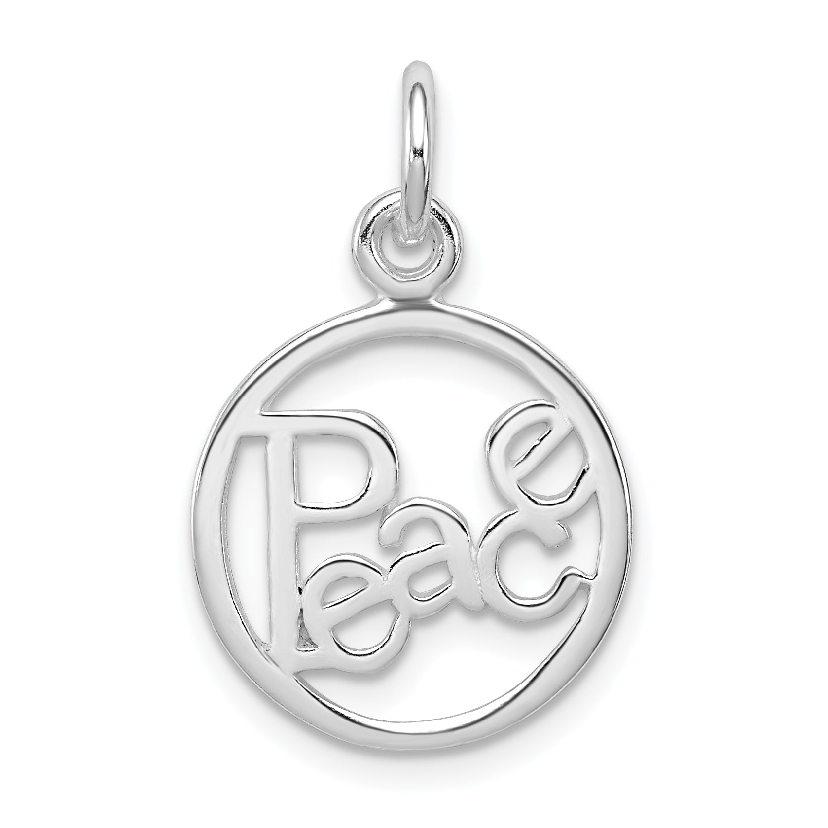 Sterling Silver Rhodium-Plated Peace Circle Charm