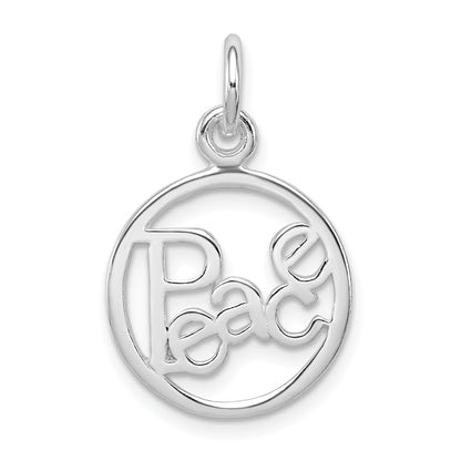 Sterling Silver Rhodium-Plated Peace Circle Charm