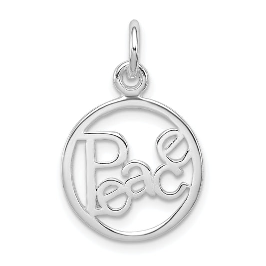 Sterling Silver Rhodium-Plated Peace Circle Charm