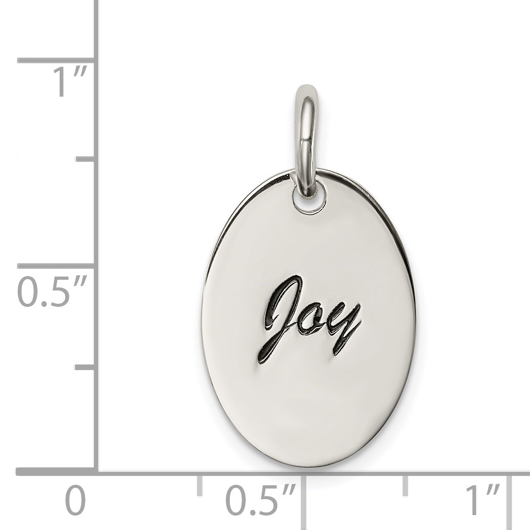 Sterling Silver Polished Enamel Joy Pendant
